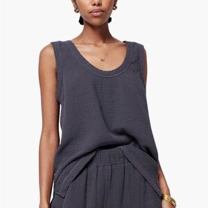 Fatherly Dream Guaze Organic Cotton Tank in Washed Black